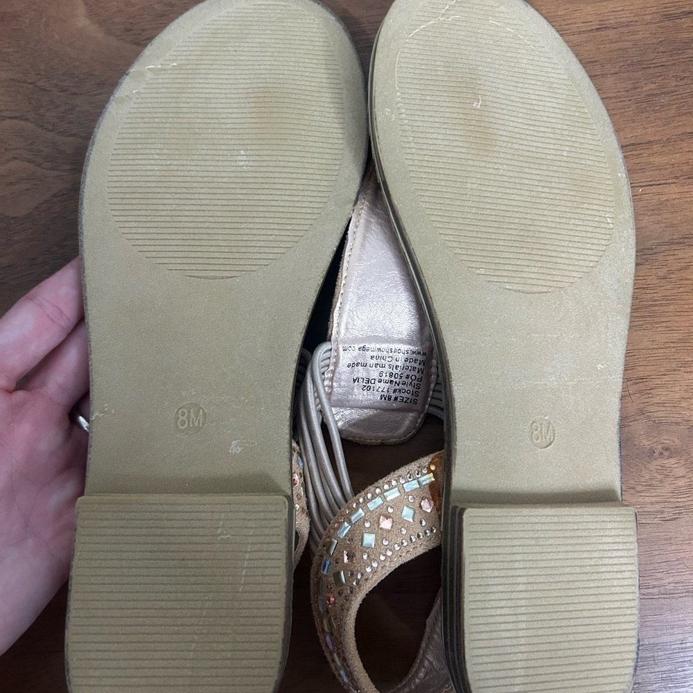 Women's Palms Beaded Tan Sandals, Size 8 - Picture 4 of 7